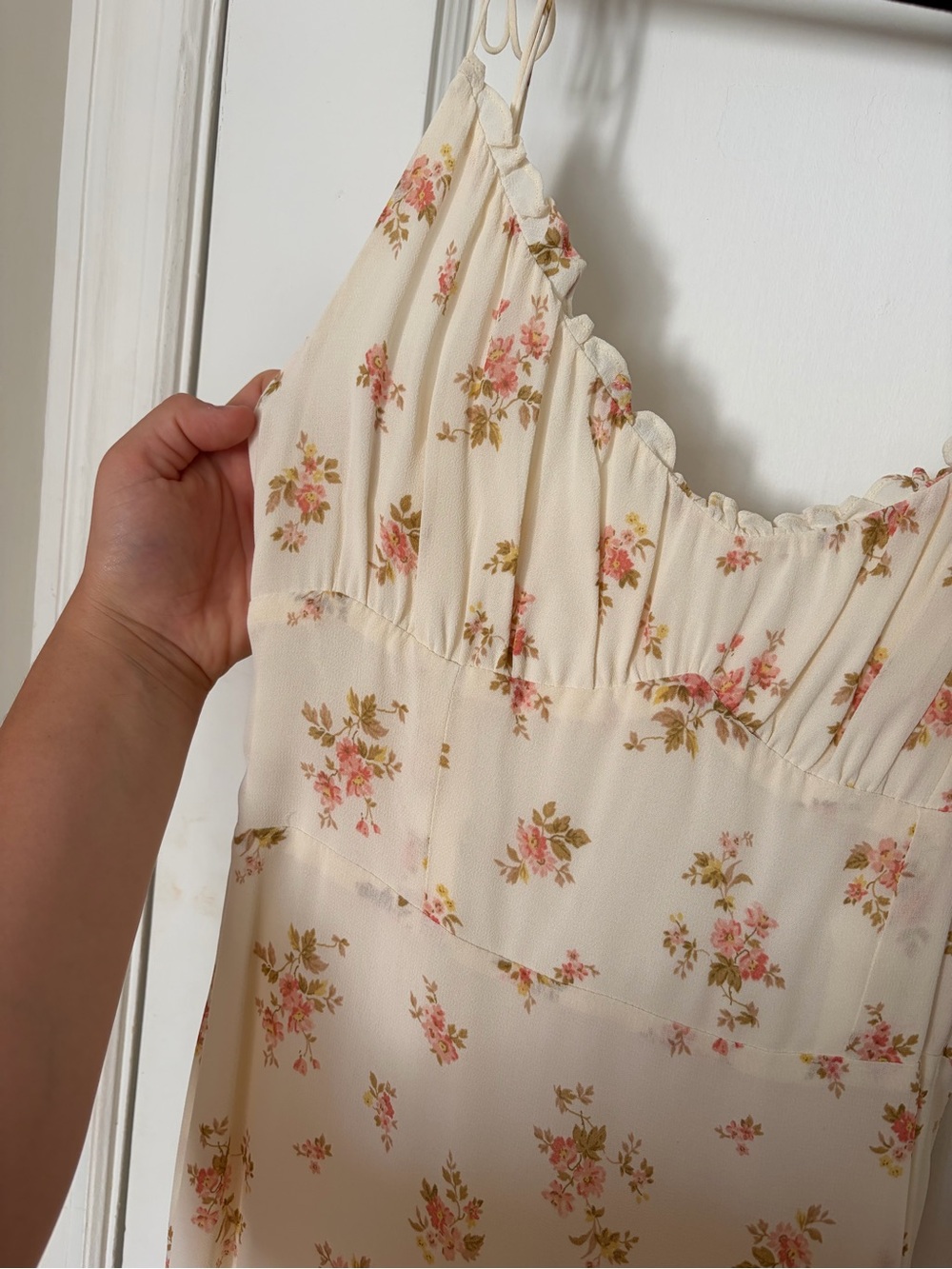 Reformation Cream Mini Dress with Pink Floral Print - Picture 6 of 6